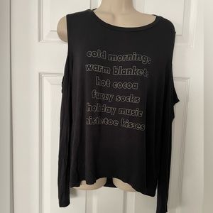 Holiday Cold Shoulder Open Back Top